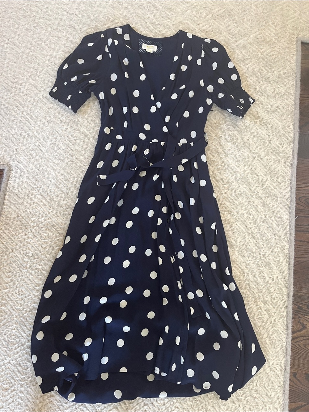 Retro style polka dot wrap dress worn once